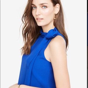 Ann Taylor Tie Neck Shift Dress Vivid Sapphire
